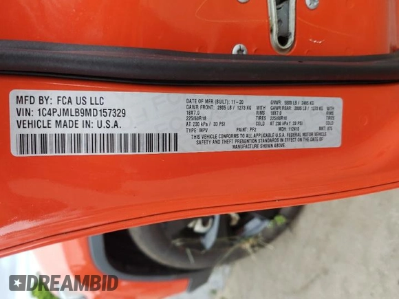 2021 Jeep Cherokee Latitude Plus with VIN 1C4PJMLB9MD157329, listed as a Copart auction lot 58624885 with 53,056 mi miles and Salvage title. Bid and sale history available at DreamBid. Image 13.