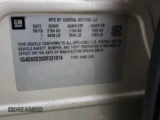 2013 Buick LaCrosse with VIN 1G4GA5E35DF331814, listed as a Copart auction lot 81316694 with 203,544 mi miles and Salvage title. Bid and sale history available at DreamBid. Image 14.