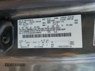 2016 Ford F-150 XLT with VIN 1FTFX1EG0GKD44802, listed as a Copart auction lot 48735915 with 157,613 mi miles and Salvage Title. Bid and sale history available at carsss.com. Image 12.
