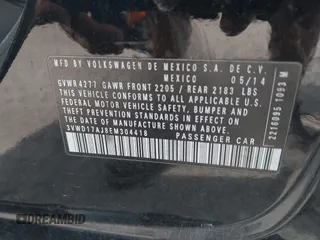2014 Volkswagen Jetta SE с VIN 3VWD17AJ8EM304418, выставлен на аукционе IAAI как лот 42687062 с пробегом 207 402 миль миль и . История ставок и продаж доступна на DreamBid. Изображение 9.