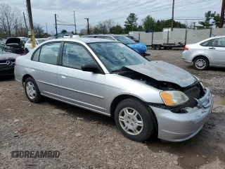2002 Honda Civic LX with VIN 2HGES16532H577033, listed as a Copart auction lot 52639645 with 105,095 mi miles and Salvage Title. Bid and sale history available at DreamBid. Image 4.