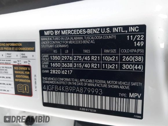 2023 Mercedes-Benz GLE 350 with VIN 4JGFB4KB9PA879993, listed as a IAAI auction lot 39994701 with 15,146 mi miles and . Bid and sale history available at DreamBid. Image 9.