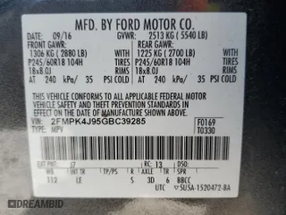 2016 Ford Edge SEL with VIN 2FMPK4J95GBC39285, listed as a Copart auction lot 42409435 with 46,224 mi miles and Non Repairable. Bid and sale history available at carsss.com. Image 15.