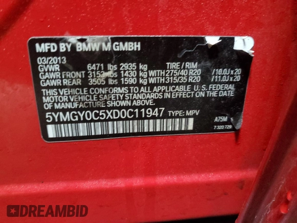 2013 BMW X5 M with VIN 5YMGY0C5XD0C11947, listed as a Copart auction lot 87506865 with 138,292 mi miles and Clean Title. Bid and sale history available at carsss.com. Image 13.
