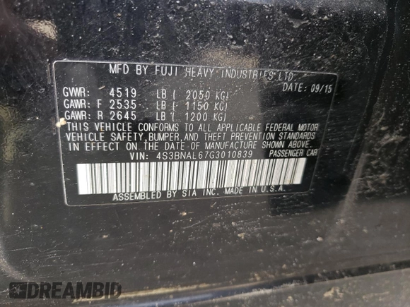 2016 Subaru Legacy 2.5i Limited with VIN 4S3BNAL67G3010839, listed as a Copart auction lot 46966103 with 138,084 mi miles. Bid and sale history available at carsss.com. Image 12.