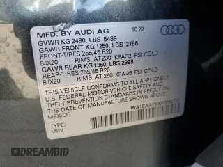 2023 Audi Q5 S line Premium Plus with VIN WA1EAAFYXP2052721, listed as a Copart auction lot 43668645 with 10,086 mi miles and Non Repairable. Bid and sale history available at carsss.com. Image 15.