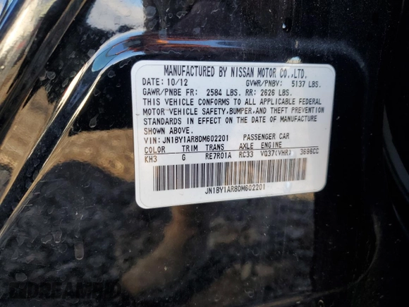 2013 Infiniti M37 with VIN JN1BY1AR8DM602201, listed as a Copart auction lot 78476914 with 81,563 mi miles and Non Repairable. Bid and sale history available at carsss.com. Image 12.