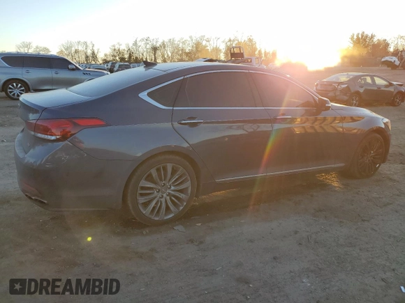 2017 Genesis G80 Ultimate with VIN KMHGN4JFXHU180517, listed as a Copart auction lot 80108534 with 88,874 mi miles and Salvage Title. Bid and sale history available at DreamBid. Image 3.