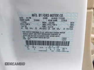 2008 Ford Escape Limited with VIN 1FMCU94178KE46120, listed as a IAAI auction lot 42046936 with 173,658 mi miles. Bid and sale history available at carsss.com. Image 9.