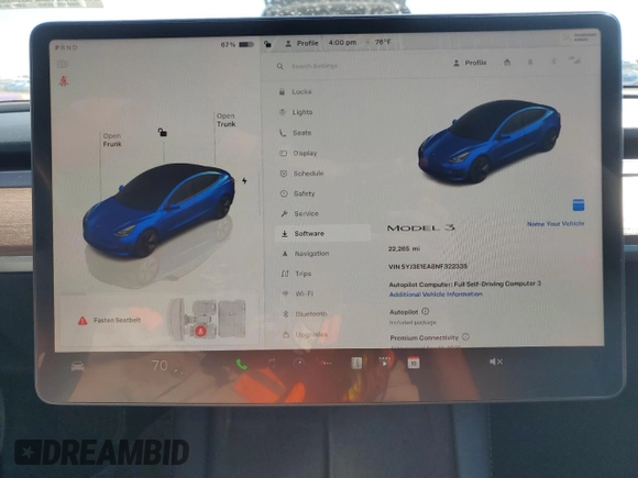 2022 Tesla Model 3 with VIN 5YJ3E1EA8NF322335, listed as a Copart auction lot 48187265 with 22,265 mi miles and Clean Title. Bid and sale history available at DreamBid. Image 9.