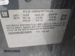 2014 Cadillac ATS Standard RWD with VIN 1G6AA5RX4E0104676, listed as a IAAI auction lot 41934130 with 168,178 mi miles and . Bid and sale history available at carsss.com. Image 9.