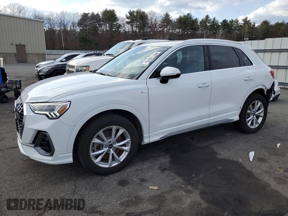 2024 Audi Q3 S line Premium z VIN WA1DECF36R1027887, wystawiony jako Copart lot #49717615 z przebiegiem 17 736 mil mil oraz Szkoda całkowita • Salvage title. Historia ofert i sprzedaży dostępna na DreamBid. Obrazek 1.