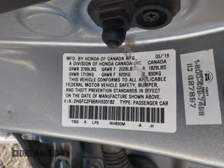 2019 Honda Civic Sedan LX with VIN 2HGFC2F66KH550182, listed as a IAAI auction lot 41861965 with 160,344 mi miles. Bid and sale history available at carsss.com. Image 9.