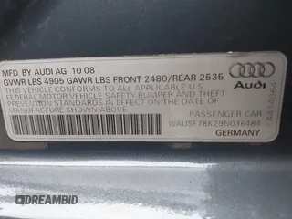 2009 Audi A4 Premium Plus с VIN WAUSF78K29N036484, выставлен на аукционе IAAI как лот 42230702 с пробегом 182 480 миль миль и . История ставок и продаж доступна на DreamBid. Изображение 9.