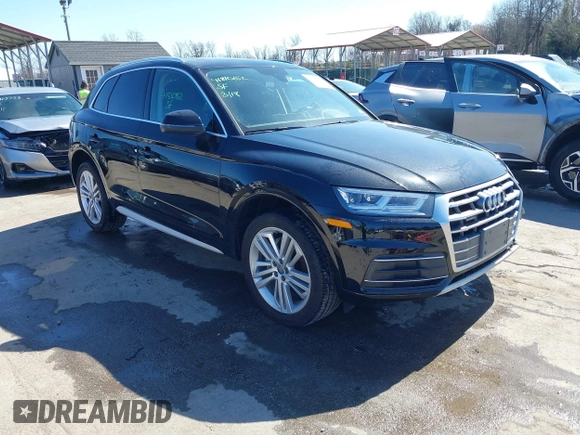 2018 Audi Q5 Premium Plus with VIN WA1BNAFYXJ2197899, listed as a IAAI auction lot 41810152 with 23,495 mi miles. Bid and sale history available at carsss.com. Image 1.