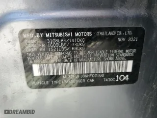2022 Mitsubishi Mirage G4 ES with VIN ML32FUFJ8NHF02168, listed as a Copart auction lot 54548725 with 83,205 mi miles and Salvage Title. Bid and sale history available at carsss.com. Image 12.