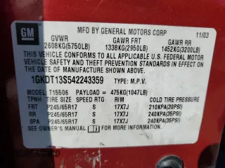 2004 GMC Envoy SLT with VIN 1GKDT13S542243359, listed as a Copart auction lot 79068994 with 199,062 mi miles and Salvage Title. Bid and sale history available at carsss.com. Image 15.