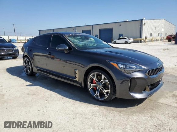 2018 Kia Stinger GT with VIN KNAE35LCXJ6040453, listed as a Copart auction lot 46859275 with 19,373 mi miles and Salvage Title. Bid and sale history available at carsss.com. Image 4.
