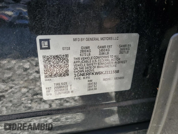 2019 Chevrolet Traverse LS with VIN 1GNERFKW6KJ111558, listed as a Copart auction lot 76603734 with Not Provided miles and Non Repairable. Bid and sale history available at carsss.com. Image 14.
