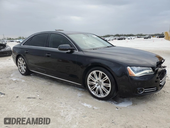 2014 Audi A8 3.0L TDI with VIN WAURMAFD8EN000802, listed as a Copart auction lot 41594755 with 131,171 mi miles and Salvage title. Bid and sale history available at DreamBid. Image 4.
