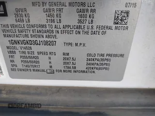 2016 Chevrolet Traverse LT with VIN 1GNKVGKD3GJ108207, listed as a IAAI auction lot 41863277 with 92,915 mi miles and . Bid and sale history available at DreamBid. Image 9.