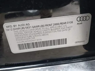 2013 Audi A8 L 3.0L with VIN WAURGAFD4DN013035, listed as a IAAI auction lot 41591570 with 152,859 mi miles. Bid and sale history available at carsss.com. Image 9.