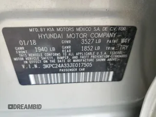 2018 Hyundai Accent SE with VIN 3KPC24A33JE017505, listed as a Copart auction lot 53810625 with 106,679 mi miles and Salvage Title. Bid and sale history available at carsss.com. Image 12.