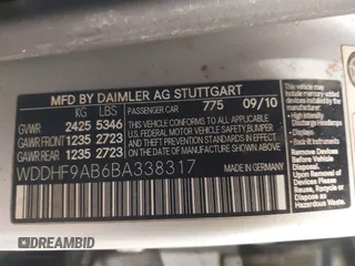 2011 Mercedes-Benz E 550 Luxury with VIN WDDHF9AB6BA338317, listed as a IAAI auction lot 41370286 with 153,041 mi miles and . Bid and sale history available at DreamBid. Image 9.