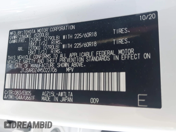 2021 Lexus NX 300 F Sport z VIN JTJSARDZ4M5022706, wystawiony jako IAAI lot #42198586 z przebiegiem 46 305 mil mil oraz . Historia ofert i sprzedaży dostępna na DreamBid. Obrazek 9.