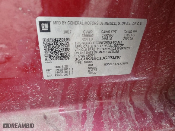 2018 Chevrolet Silverado 1500 LT with VIN 3GCUKREC1JG203897, listed as a Copart auction lot 47377435 with 127,131 mi miles and Salvage Title. Bid and sale history available at carsss.com. Image 14.