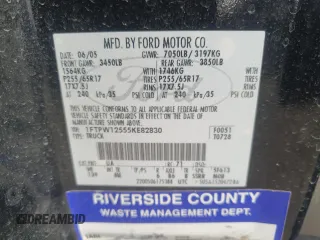 2005 Ford F-150 XLT with VIN 1FTPW12555KE82830, listed as a Copart auction lot 52312525 with Not Provided miles and Salvage Title. Bid and sale history available at carsss.com. Image 14.
