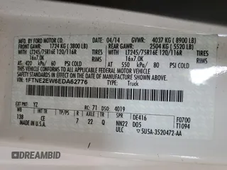 2014 Ford Econoline Cargo Commercial with VIN 1FTNE2EW6EDA62776, listed as a Copart auction lot 59628795 with 85,331 mi miles and Clean title. Bid and sale history available at DreamBid. Image 13.