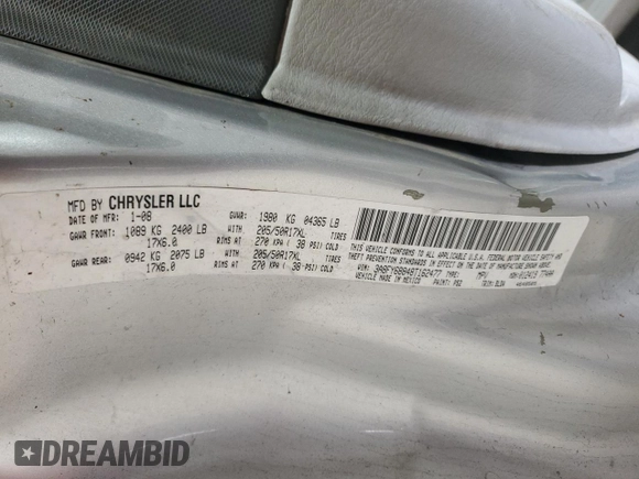 2008 Chrysler PT Cruiser Limited with VIN 3A8FY68848T162477, listed as a Copart auction lot 57446225 with 132,868 mi miles and Salvage title. Bid and sale history available at DreamBid. Image 12.