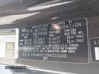 2017 Kia Sedona LX with VIN KNDMB5C15H6225200, listed as a IAAI auction lot 41929710 with 144,461 mi miles. Bid and sale history available at carsss.com. Image 9.
