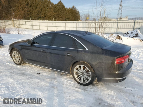 2016 Audi A8 with VIN WAUJRAFD5GN007742, listed as a Copart auction lot 44698375 with 110,830 mi miles and Salvage title. Bid and sale history available at DreamBid. Image 2.