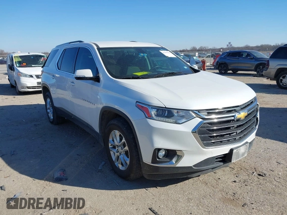 2018 Chevrolet Traverse LT Cloth z VIN 1GNERGKW9JJ214512, wystawiony jako IAAI lot #41397519 z przebiegiem 100 342 mil mil oraz . Historia ofert i sprzedaży dostępna na DreamBid. Obrazek 1.