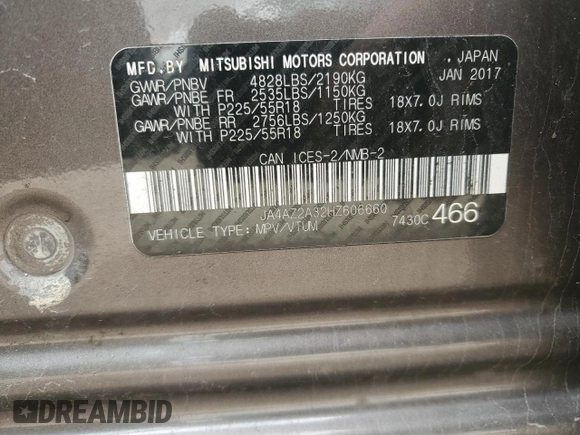 2017 Mitsubishi Outlander ES z VIN JA4AZ2A32HZ606660, wystawiony jako Copart lot #54252055 z przebiegiem Nie podano mil oraz Czysty tytuł • Clean title. Historia ofert i sprzedaży dostępna na DreamBid. Obrazek 13.