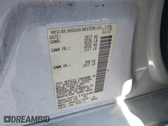 2018 Nissan Altima S with VIN 1N4AL3AP2JC146480, listed as a IAAI auction lot 41277844 with 96,663 mi miles and . Bid and sale history available at DreamBid. Image 9.