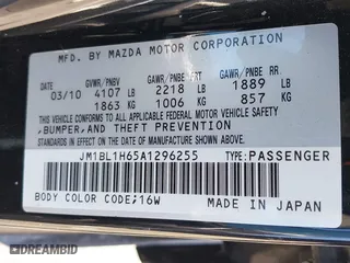 2010 Mazda Mazda3 s Sport with VIN JM1BL1H65A1296255, listed as a IAAI auction lot 42018973 with 143,903 mi miles. Bid and sale history available at carsss.com. Image 9.
