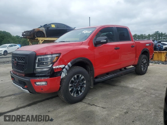 2024 Nissan Titan Pro-4X with VIN 1N6AA1ED8RN118197, listed as a Copart auction lot 64471595 with 3,576 mi miles and Salvage title. Bid and sale history available at DreamBid. Image 1.