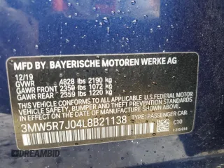 2020 BMW 3 Series 330i xDrive with VIN 3MW5R7J04L8B21138, listed as a Copart auction lot 59370565 with 90,462 mi miles and Non repairable. Bid and sale history available at DreamBid. Image 13.