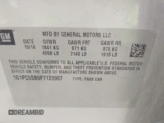 2015 Chevrolet Cruze LT with VIN 1G1PC5SB9F7120907, listed as a IAAI auction lot 41999469 with 104,636 mi miles and . Bid and sale history available at DreamBid. Image 9.