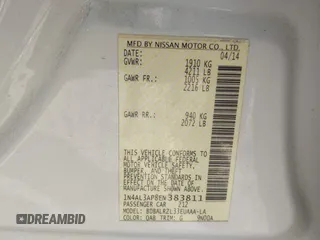 2014 Nissan Altima S with VIN 1N4AL3AP8EN383811, listed as a IAAI auction lot 41897220 with 109,839 mi miles and . Bid and sale history available at DreamBid. Image 9.