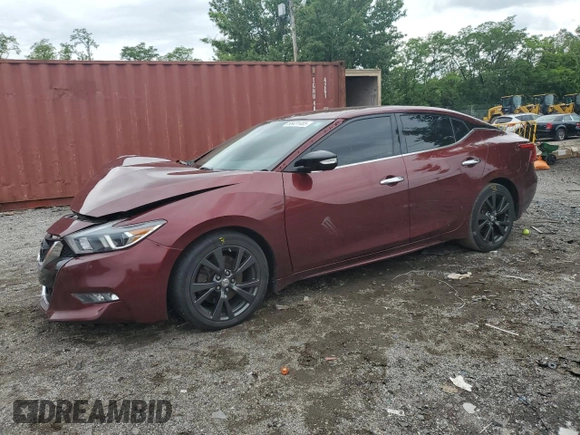 2016 Nissan Maxima SV with VIN 1N4AA6AP8GC432995, listed as a Copart auction lot 58431485 with 128,386 mi miles and Salvage title. Bid and sale history available at DreamBid. Image 1.