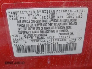 2014 Nissan Sentra SR with VIN 3N1AB7AP2EY302084, listed as a IAAI auction lot 42034463 with 175,530 mi miles and . Bid and sale history available at DreamBid. Image 9.