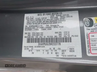 2011 Ford Fusion SEL with VIN 3FAHP0JG2BR232778, listed as a IAAI auction lot 42088562 with 186,584 mi miles. Bid and sale history available at carsss.com. Image 9.