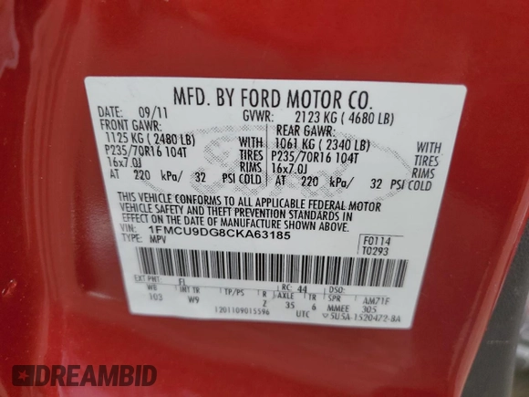 2012 Ford Escape XLT z VIN 1FMCU9DG8CKA63185, wystawiony jako Copart lot #64133205 z przebiegiem 161 024 mil mil oraz Czysty tytuł • Clean title. Historia ofert i sprzedaży dostępna na DreamBid. Obrazek 12.