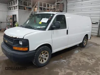 2013 Chevrolet Express Cargo Van with VIN 1GCSGAFX5D1159918, listed as a IAAI auction lot 41998023 with 279,473 mi miles. Bid and sale history available at carsss.com. Image 2.