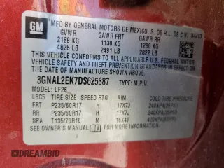 2013 Chevrolet Captiva Sport LS with VIN 3GNAL2EK7DS625387, listed as a Copart auction lot 54608265 with 221,004 mi miles and Clean Title. Bid and sale history available at carsss.com. Image 13.