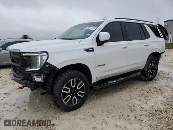 2021 GMC Yukon AT4 with VIN 1GKS2CKD1MR287374, listed as a Copart auction lot 44615715 with 57,552 mi miles and Salvage Title. Bid and sale history available at carsss.com. Image 1.